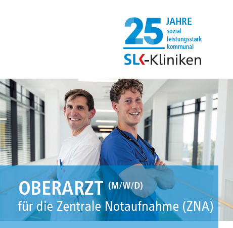 Logo, Bild - OBERARZT (M/W/D) für die Zentrale Notaufnahme (ZNA); 25 Jahre sozial, leistungsstark, kommunal, SLK-Kliniken