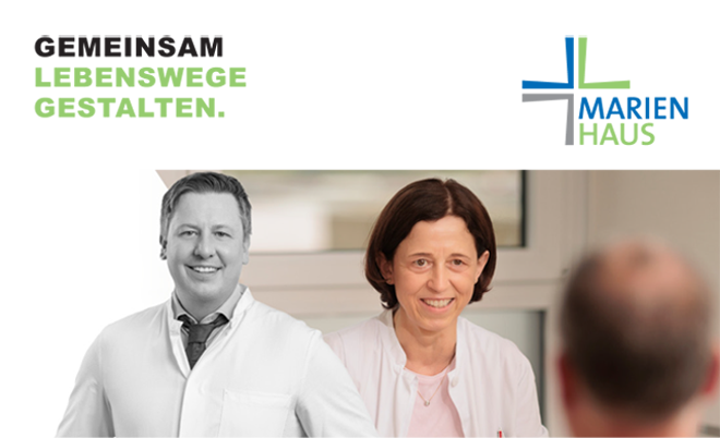 Logo, Bild - Marienhaus Klinikum Hetzelstift; GEMEINSAM LEBENSWEGE GESTALTEN.