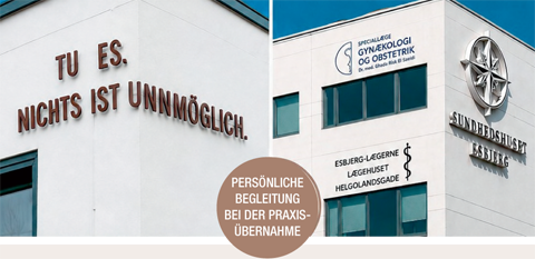 Bild, Logo - Dr. Risk El Saeidi; Tu es. Nichts ist unmöglich. PERSÖNLICHE BEGLEITUNG BEI DER PRAXISÜBERNAHME