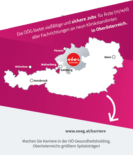 Die OÖG bietet vielfältige und sichere Jobs für Ärzte (m/w/d) aller Fachrichtungen an neun Klinikstandorten in Oberösterreich. www.ooeg.at/karriere Machen Sie Karriere in der OÖ Gesundheitsholding, Oberösterreichs größtem Spitalsträger!