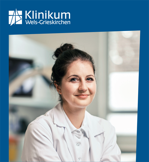 Logo, Bild - Klinikum Wels-Grieskirchen; Ärztin